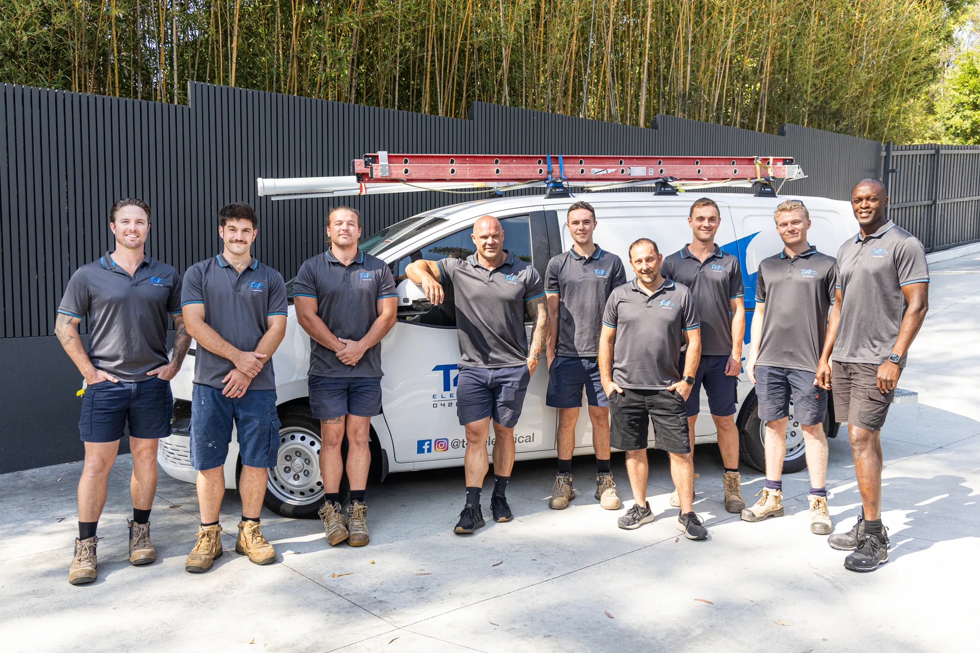 The Family Electrician Elanora team with a service van
